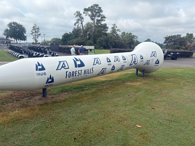 Cleaned oversized golf club monument at Forest Hills Golf Club in Augusta, Georgia
