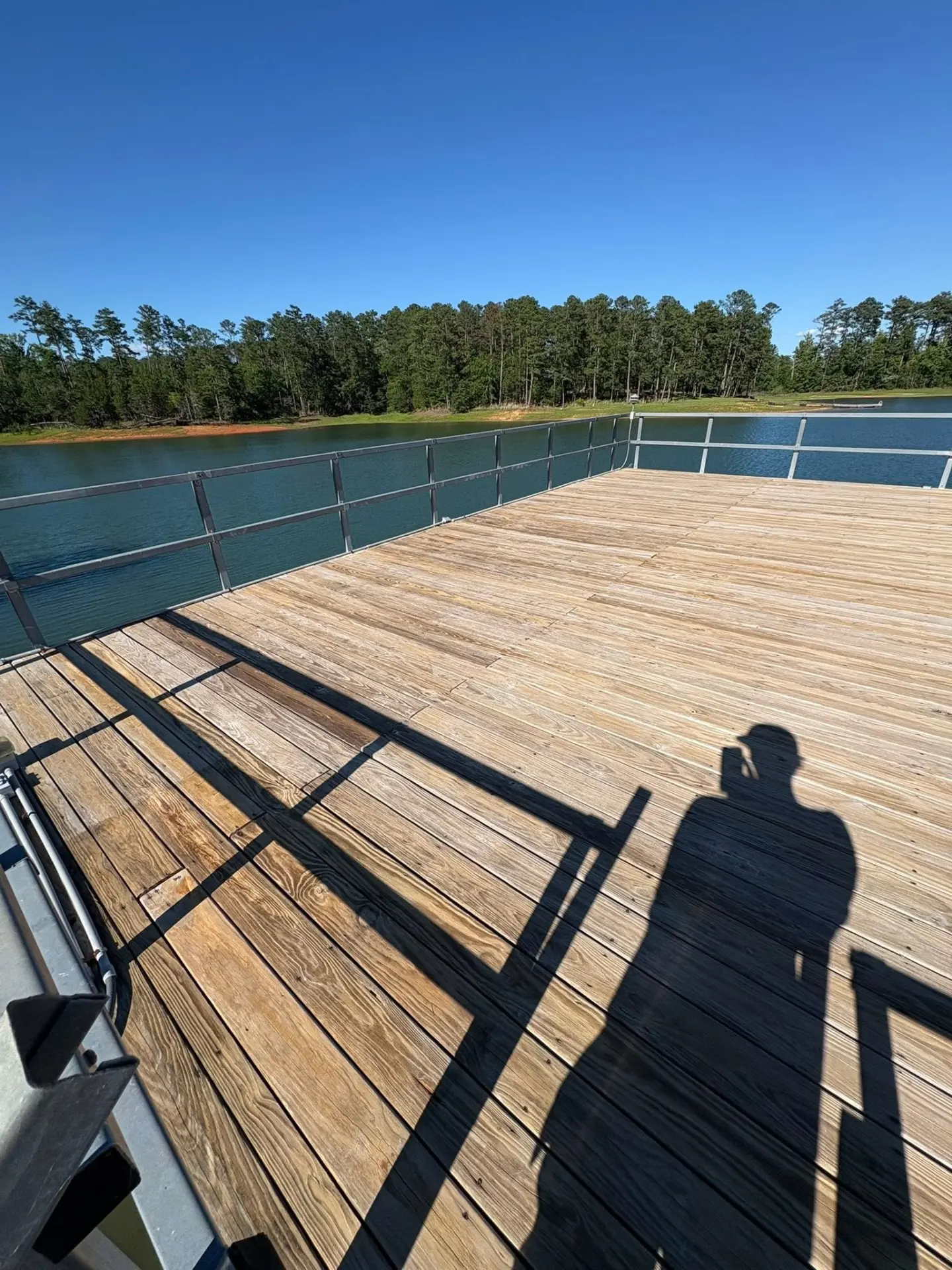 Lake Dock Decking — drag to compare — after cleaning by FloPro Pressure Cleaning